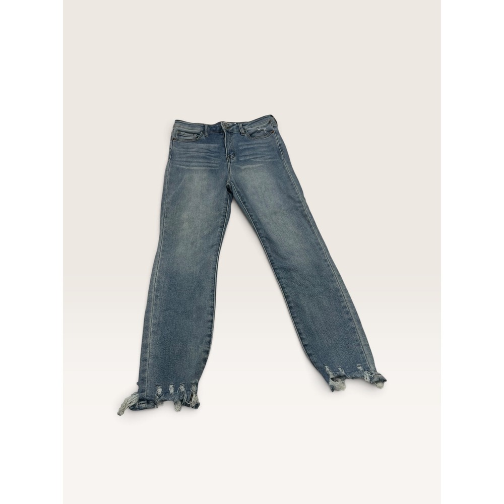 Cello Womens Distressed Straight Leg Jeans Blue Raw Hem AB18041M Size 11